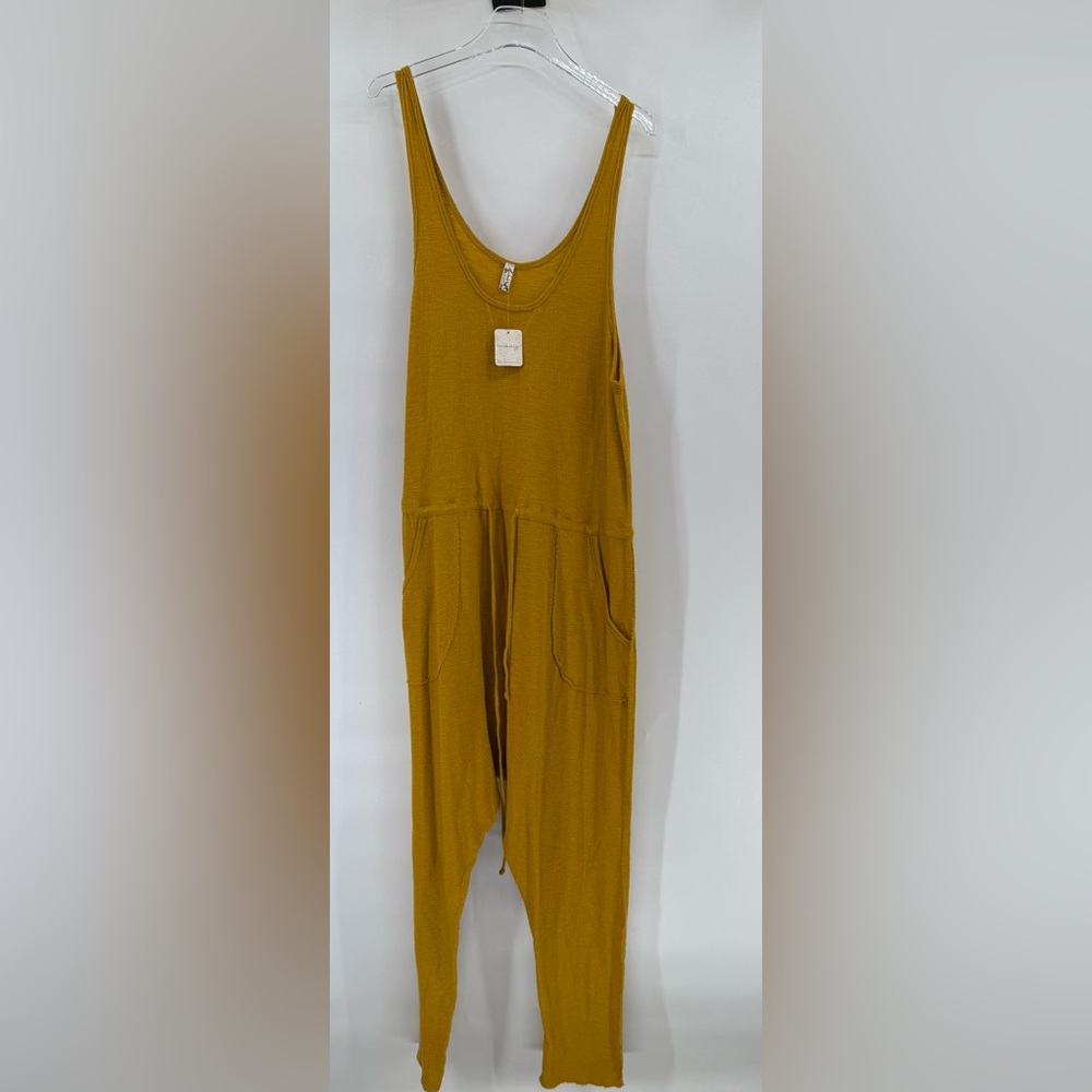 Free People Mustard Yellow Drop-Crotch Jumpsuit - Picture 2 of 4